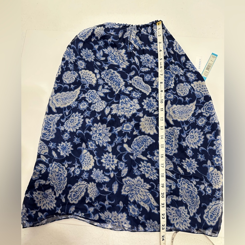 NWT Alice + Olivia Blue White Paisley Floral Silk Halter Y2K Top Blouse Medium - Picture 15 of 16